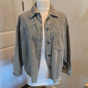 Zara Women's Gray Corduroy Shirt Jacket